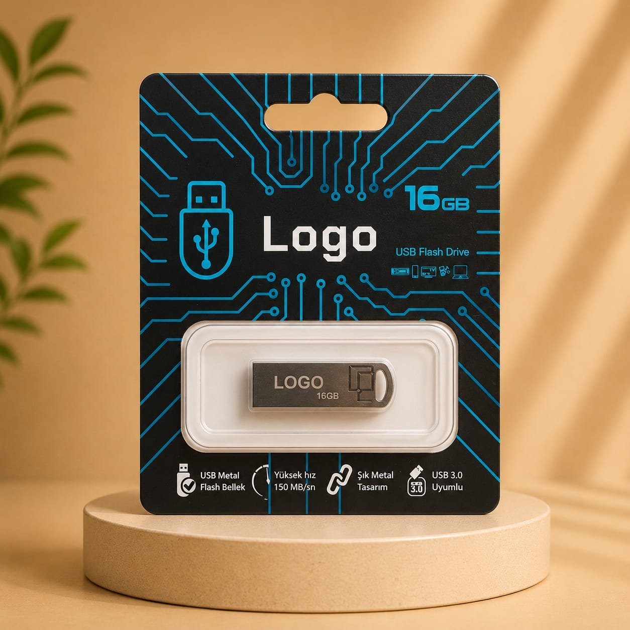 فلاشة معدن 16GB logo