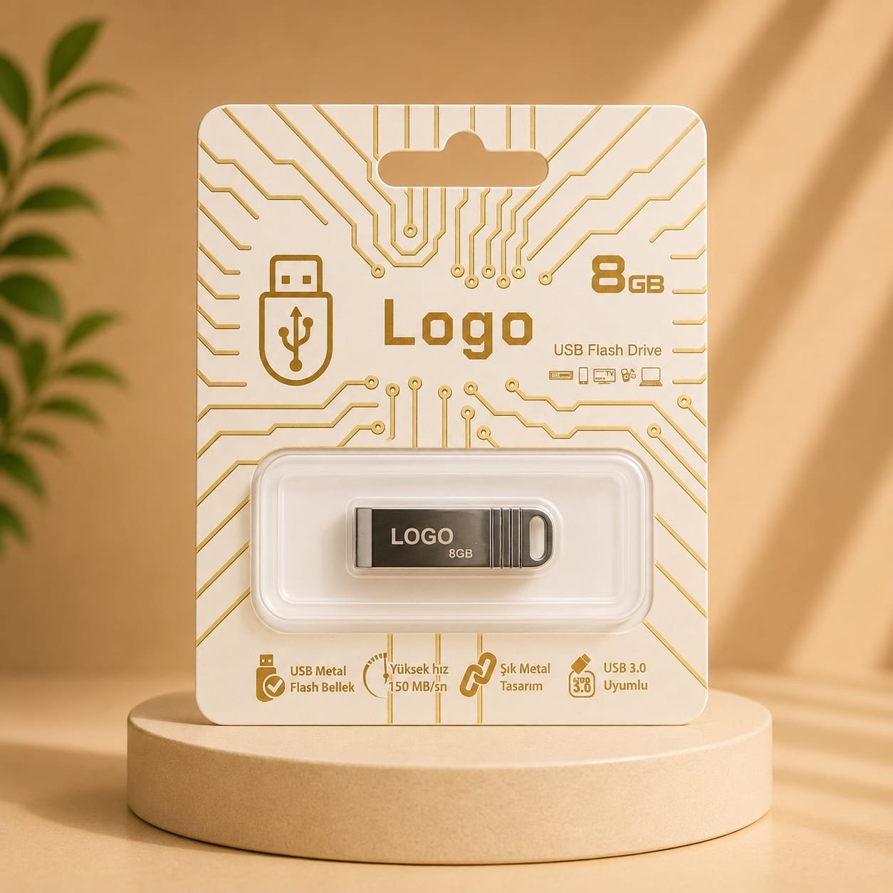 فلاشة معدن 8 GB logo