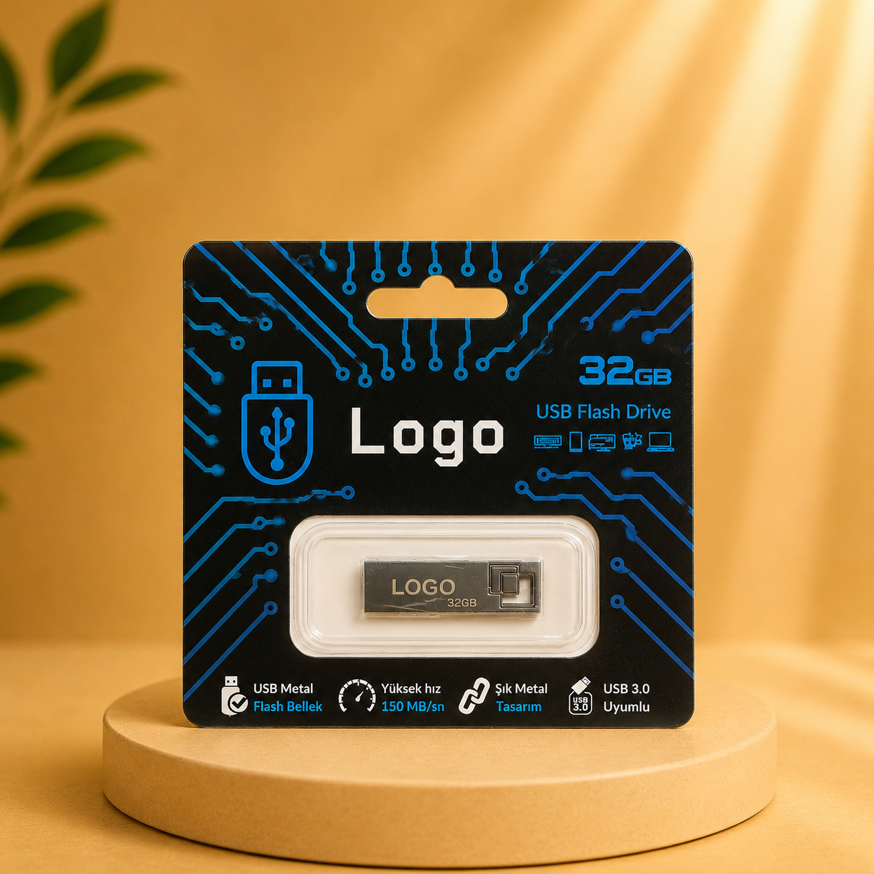 فلاشة معدن logo 32GB