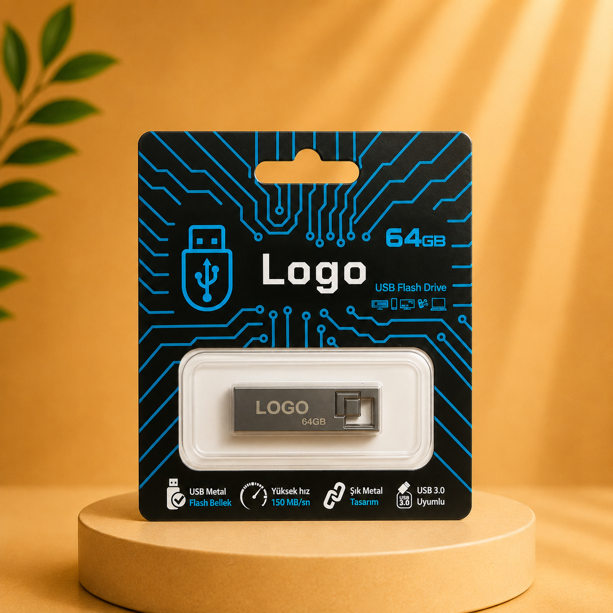 فلاشة معدن logo 64GB