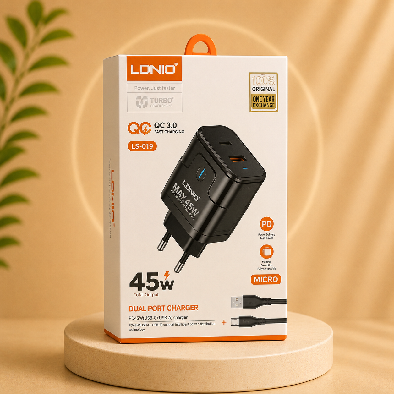 شاحن LDNIO Ls019  45 w
